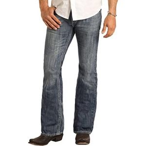 ROCK & ROLL DENIM Men's Double Barrel Relaxed Straight Jeans Size 36x34